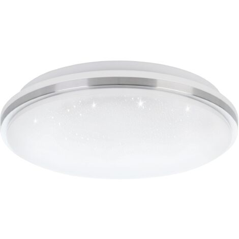 EGLO LED Deckenlampe Marunella-S, Ø 34 cm, Kristall Deckenleuchte, Küchenlampe Decke aus Stahl, Aluminium und Kunststoff, Lampe Sternenhimmel in weiß und nickel-matt, neutralweiß