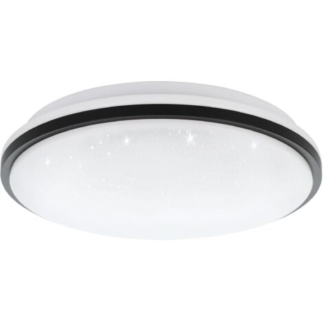 EGLO LED Deckenlampe Marunella-S, Ø 34 cm, Kristall Deckenleuchte, Küchenlampe Decke aus Stahl, Aluminium und Kunststoff, Lampe Sternenhimmel in weiß und schwarz, neutralweiß
