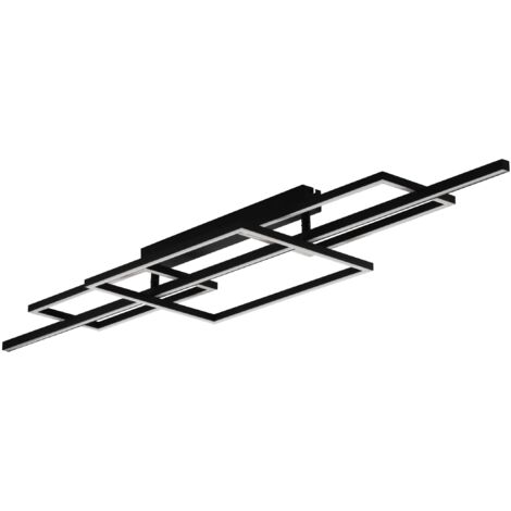 EGLO LED Deckenlampe Puebla, geometrische Deckenleuchte, Wohnzimmerlampe aus Metall in Schwarz und Kunststoff in Weiß, Lampe Decke warmweiß