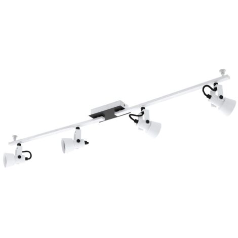 EGLO LED Deckenlampe Trillo, Deckenleuchte mit 4 schwenkbaren Spots, Deckenbeleuchtung für Büro und Wohnzimmer, Metall in Weiß und Schwarz, Deckenspot mit GU10 Fassung, L 98,5 cm