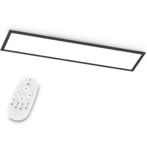 EGLO LED Deckenleuchte Bottazzo, Deckenlampe flach 100x25 cm, Lampe Decke Wohnzimmer, Panel dimmbar per Fernbedienung, Küchenlampe warmweiß – kaltweiß, Schwarz