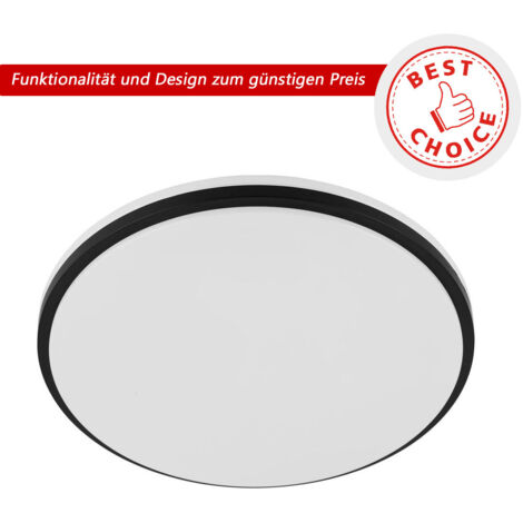 EGLO LED Deckenleuchte Marunella,Wandlampe Ø 34 cm in Stufen dimmbar, Deckenlampe aus Stahl in Schwarz und Kunststoff in Weiß, Wohnzimmerlampe neutralweiß