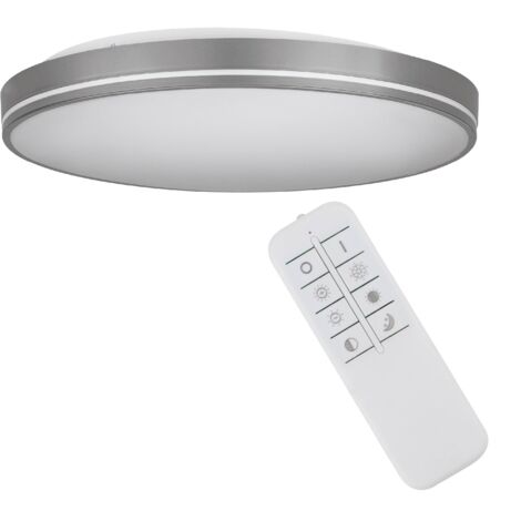 EGLO LED Deckenleuchte Orotava, runde Deckenlampe mit Kristall-Effekt, Aufbauleuchte dimmbar mit Fernbedienung, Metall und Kunststoff in Grau und Weiß, warmweiß-kaltweiß, Ø 39,5 cm