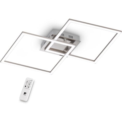 EGLO LED Deckenleuchte Palmaves 2, dimmbare Design Deckenlampe mit Fernbedienung, Lampe Decke Wohnzimmer aus Metall in Silber und Kunststoff in Weiß, warmweiß – kaltweiß