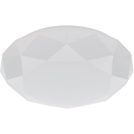 EGLO LED Deckenleuchte Pochuta, dimmbare Deckenlampe mit Fernbedienung, runde Deckenbeleuchtung aus Metall und Kunststoff mit Kristall-Effekt in Weiß, Lampe Decke warmweiß- kaltweiß, Ø 40 cm