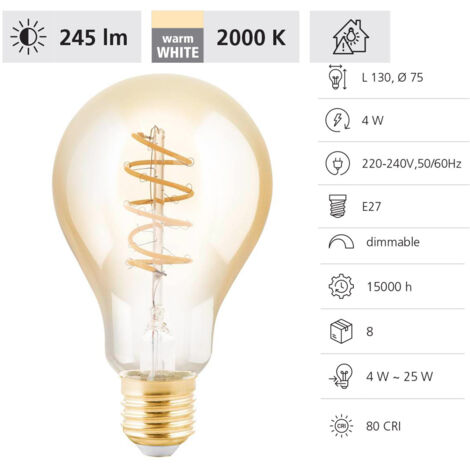 Eglo LED Deko Leuchtmittel Birne E27 4W amber Leuchtmittel