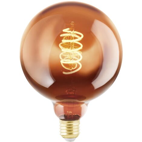 EGLO LED E27 dimmerabile, lampadina a spirale globo, lampada vintage color rame dal design retrò, 4 Watt, 30 Lumen, illuminante bianco caldo, 2000k, Edison G125, Ø 12,5 cm