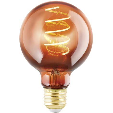 EGLO LED E27 dimmerabile, lampadina a spirale globo, lampada vintage color rame dal design retrò, 4 Watt, 30 Lumen, illuminante bianco caldo, 2000k, Edison G80, Ø 8 cm