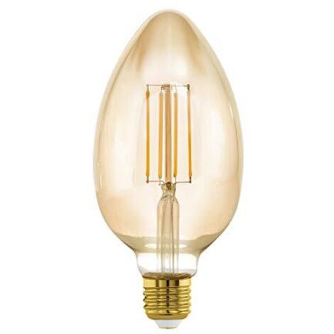 Eglo LED E27 dimmerabile, lampadina vintage ambra di dimensioni medie, retrò a forma di candela, 4,5 Watt (equivalente a 40 Watt), 470 Lumen, bianco caldo, 2200k, B80, Ø 8 cm