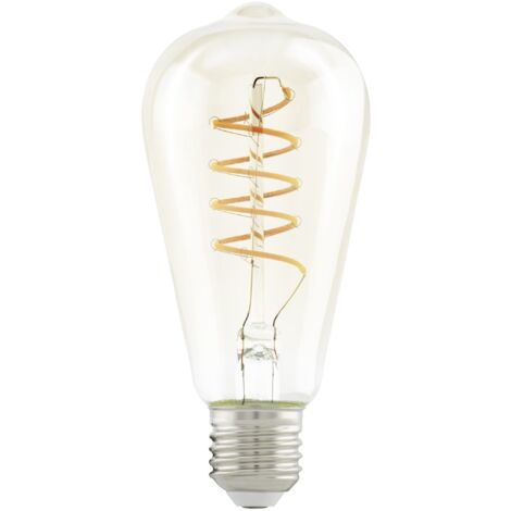 EGLO LED E27, lampadina a spirale, lampada vintage ambrata per illuminazione retrò, 4 Watt (equivalente a 26 Watt), 270 Lumen, illuminante bianco caldo, 2200k, Edison ST64, Ø 6,4 cm