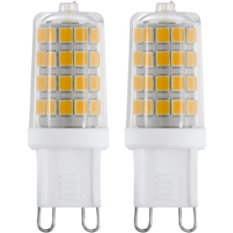 EGLO LED G9 set di 2 lampadine con base a perno, 2 lampade ciascuna da 3 Watt (equivalente a 30 Watt), 320 Lumen, lampada a pannocchia bianca calda, 3000k, Ø 1,6 cm