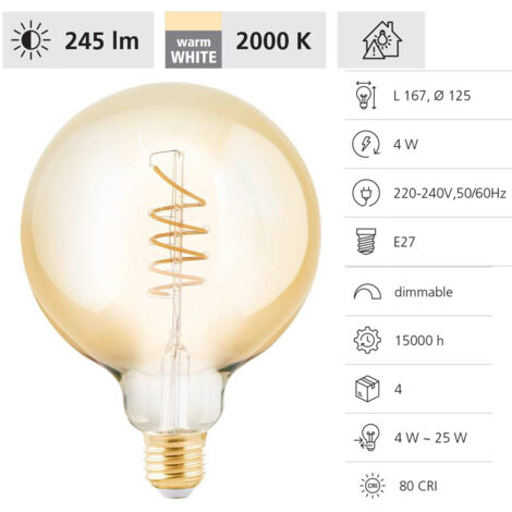 Eglo LED Globe G125 E27 4W amber Leuchtmittel