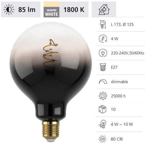 Eglo LED Globe G125 E27 4W schwarz-grau Leuchtmittel