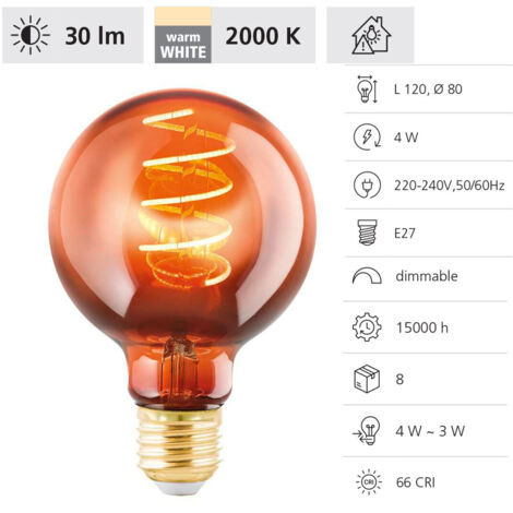 Eglo LED Globe G80 E27 4W kupfer Leuchtmittel