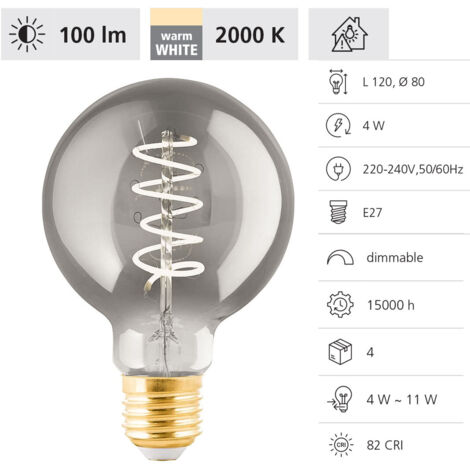 Eglo LED Globe G80 E27 4W rauch Leuchtmittel