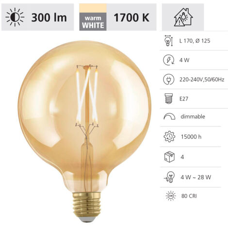Eglo LED Globe G95 E27 4W amber Leuchtmittel