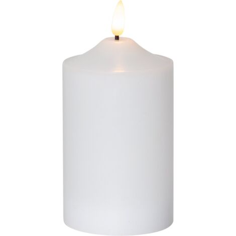 EGLO LED Kerze, Kerzenlicht flackernd mit Timer, batteriebetriebene Weihnachtsdeko mit Flamme, künstliche Stumpenkerze aus Echtwachs in Weiß, elektrische Wachskerze warmweiß, 15 cm