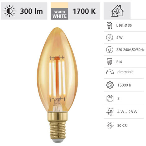 Eglo LED Kerzenlampe E14 4W amber Leuchtmittel