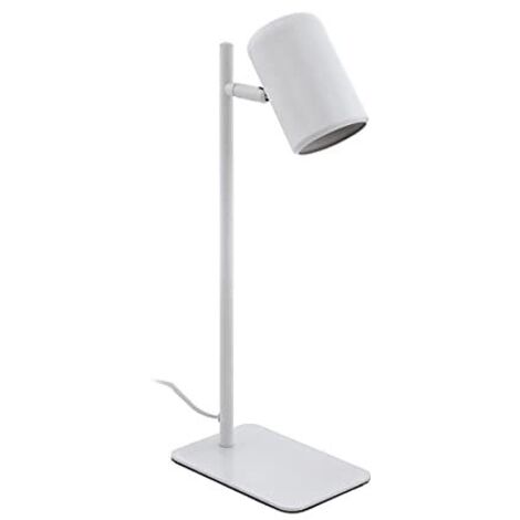 EGLO Led lampada da tavolo Ceppino, lampada da scrivania minimalista, lampada da tavolo in metallo, lampada da ufficio in bianco, lampada con interruttore, presa GU10