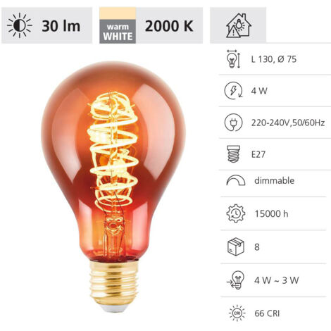 Eglo LED Leuchtmittel Birne E27 4W kupfer Leuchtmittel