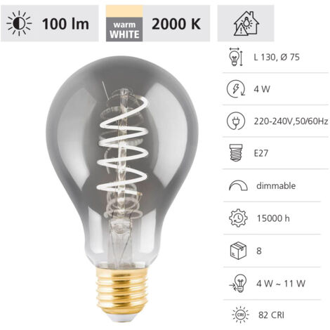 Eglo LED Leuchtmittel Birne E27 4W rauch Leuchtmittel