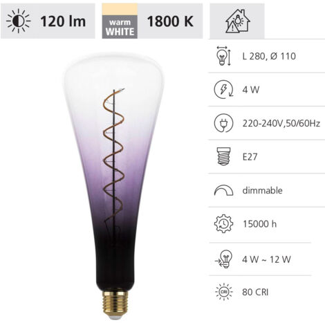 Eglo LED Leuchtmittel Zylinder E27 4W schwarz-violett Leuchtmittel