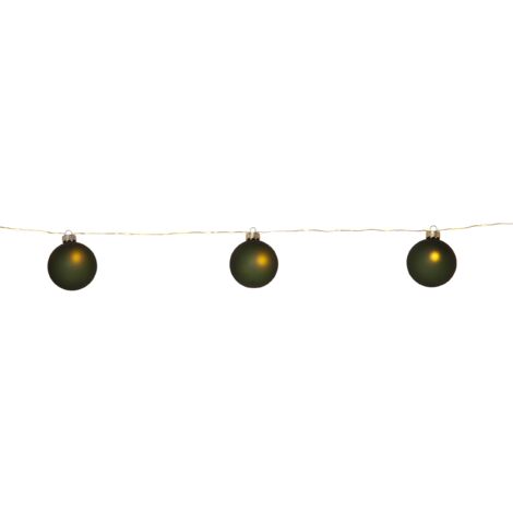 EGLO LED Lichterkette für innen Bliss, beleuchtete Wohnzimmer Deko mit Timer, batteriebetriebene Weihnachtsbeleuchtung mit Weihnachtskugeln, grün, warmweiß, Länge 1,6 m