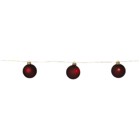 EGLO LED Lichterkette für innen Bliss, beleuchtete Wohnzimmer Deko mit Timer, batteriebetriebene Weihnachtsbeleuchtung mit Weihnachtskugeln, rot, warmweiß, Länge 1,6 m