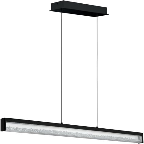 EGLO LED Pendellampe Cardito 1, rechteckige Pendelleuchte, Hängeleuchte aus Metall in Schwarz mit klaren Glas-Kristallen, touch dimmbar, Weißtöne einstellbar