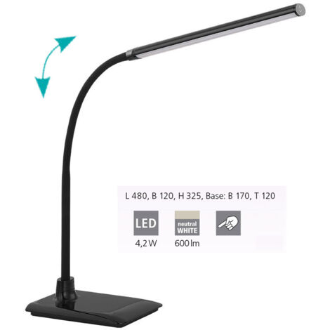 Eglo LED Tischleuchte Laroa schwarz 32,5 x 12 cm dimmbar, neutralweiß Lampen