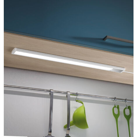 EGLO LED Unterbauleuchte Repilado, Unterschrankleuchte Küche aus Kunststoff in Weiß und Silber, Küchenlampe mit Wippschalter, Küchenunterbauleuchte neutralweiß, L 60 cm