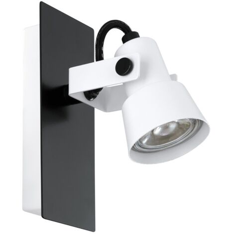 EGLO LED Wandlampe Trillo, Wandleuchte für innen, Wandspot mit schwenkbarem Spot, Metall in Weiß und Schwarz, Wand Lampe für Wohnzimmer und Schlafzimmer, GU10, warmweiß, 7x16,5 cm