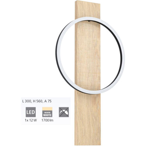 Eglo LED Wandleuchte Boyal Schwarz, Braun 30x56x7,5cm (LxHxA) Wandlampe