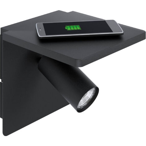 EGLO LED-Wandleuchte Ciglie, 98263 schwarz, 4,5 W, 3000 K, QI-charger