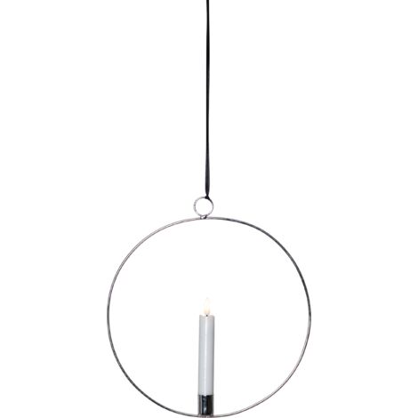 EGLO LED Weihnachtsdeko Kerze mit Deko Ring, Hängedekoration Weihnachten mit Timer, Fenster Kerzenring hängend aus Metall in Silber und Echtwachs, batteriebetrieben, warmweiß, Ø 28,5 cm
