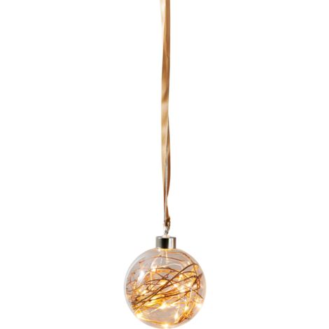 EGLO LED Weihnachtskugel für Innen, beleuchtete Glaskugel zum Aufhängen Ø 10 cm, Leuchtkugel zum Hängen mit Timer, extra-warmweiß, Batterie-Betrieb