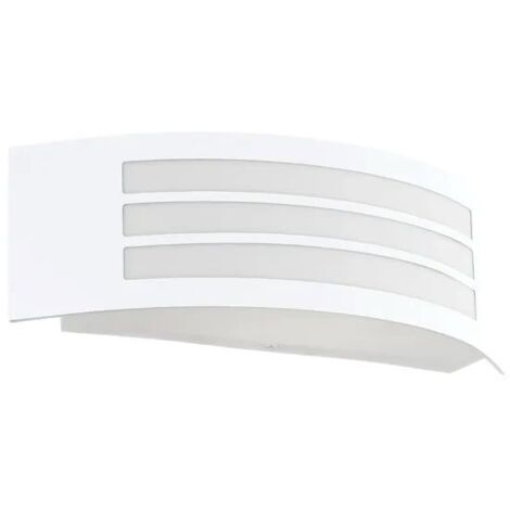 EGLO Leiros - Lampada da parete per esterni, design rettangolare, in metallo, colore bianco, attacco E27, IP44