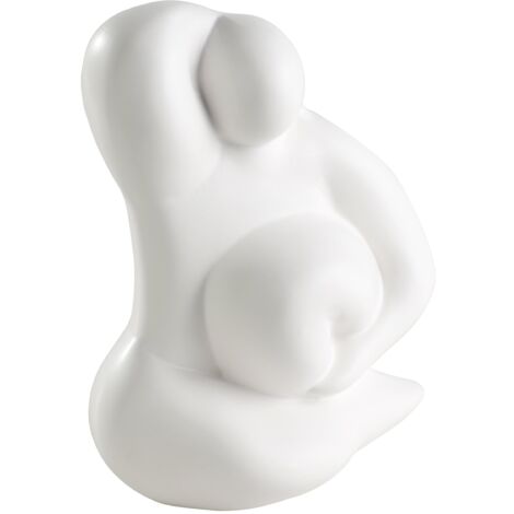 EGLO LIVING Dekofigur Frau Forteau, minimalistische Zimmerdeko, Dekoration für Wohnzimmer und Schlafzimmer, Tischdeko aus Keramik in Weiß, 19 cm