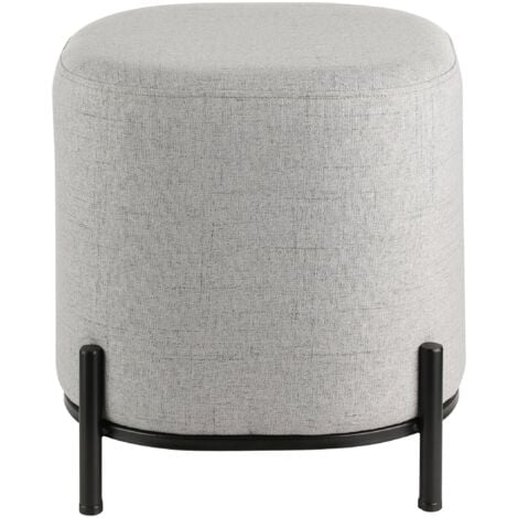 EGLO LIVING Hocker Mashike, minimalistischer Sitzhocker, runder Couch Beistellhocker, Pouf aus Textil in Grau und Metall in Schwarz, Ø 38 cm