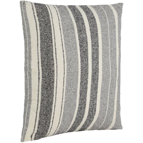 EGLO LIVING Kissen Chevery, Couch Zierkissen im Industrial Vintage Design, gestreiftes Dekokissen aus Baumwolle und Polyester in Grau und Creme, Kissenbezug mit Inlett, Sofakissen 45x45 cm