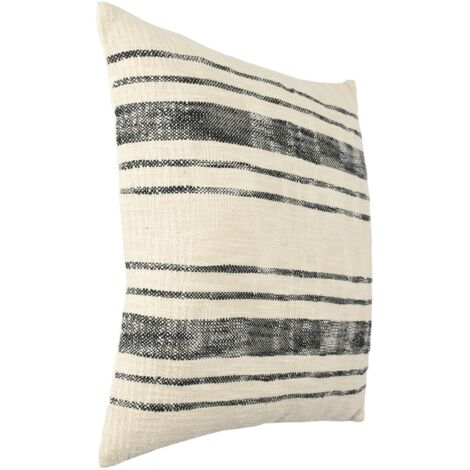 EGLO LIVING Kissen Chevery, Couch Zierkissen Industrial Vintage, Dekokissen handgewebt aus Baumwolle und Polyester in Weiß und Schwarz gestreift, Kissenbezug mit Inlett, Sofakissen 50x50 cm