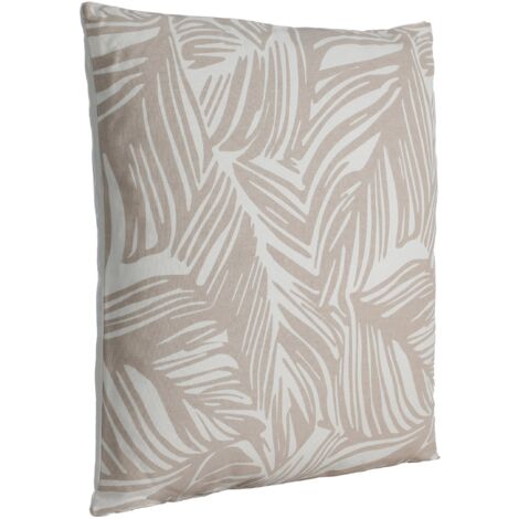 EGLO LIVING Kissen Chevery, Couch Zierkissen minimalistisch mit Blätter-Dekor, Dekokissen aus Baumwolle und Polyester in Weiß und Beige, Kissenbezug mit Inlett, Sofakissen 45x45 cm