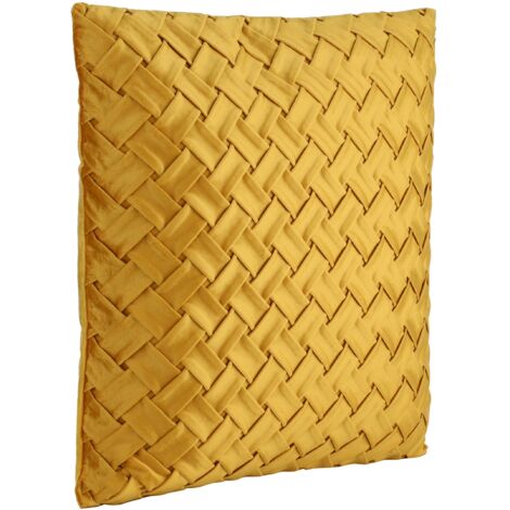 EGLO LIVING Kissen Iles, Couch Zierkissen im Industrial Vintage Design, Dekokissen aus Samt in Ocker-Gelb, Kissenbezug und Inlett aus Polyester, Sofakissen 45x45 cm