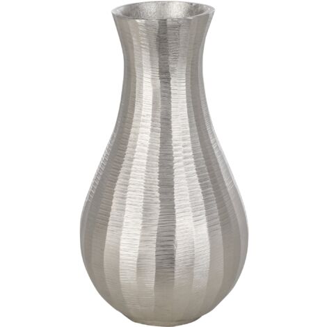 EGLO LIVING Metallvase Abucay, Deko Vase für Pampasgras, Dekovase für Wohnzimmer, Blumenvase aus Metall in Nickel, Tischdeko 28,5 cm