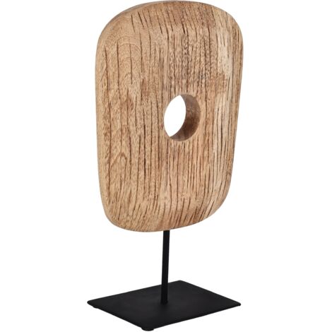 EGLO LIVING Skulptur mit Sockel Hokuta, Zimmer Deko für Wohnzimmer, Tischdeko aus Holz in Natur und Metall in Schwarz, minimalistische Wohnzimmerdeko, Dekofigur 33,5 cm