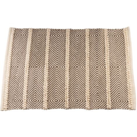 EGLO LIVING Teppich Longlac, Wohnzimmerteppich gewebt im Boho Style, Vorleger aus Baumwolle in Braun und Creme, Wollteppich Kurzflor für Wohnzimmer und Schlafzimmer, 60x90 cm