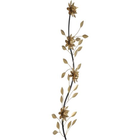 EGLO LIVING Wanddeko Chikuma, elegantes 3D Wandbild im Blatt-Design, Wandobjekt aus Metall in Messing und Schwarz, Wand Deko für Wohnzimmer und Schlafzimmer, Wanddekoration 30 x 98,5 cm