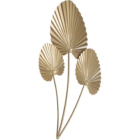 EGLO LIVING Wanddeko Chikuma, elegantes 3D Wandbild im Blatt-Design, Wandobjekt aus Metall in Messing, Wand Deko für Wohnzimmer und Schlafzimmer, Wanddekoration 59 x 77,5 cm