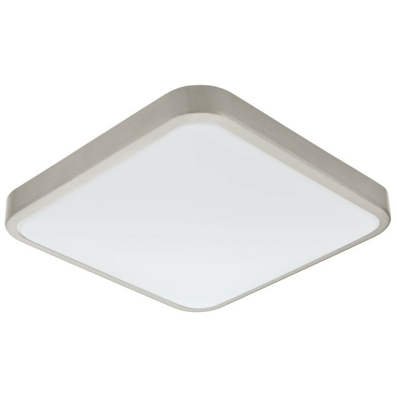 Eglo - Manilva 1 - Led Square Bathroom Flush Ceiling Light Satin Nickel Ip44