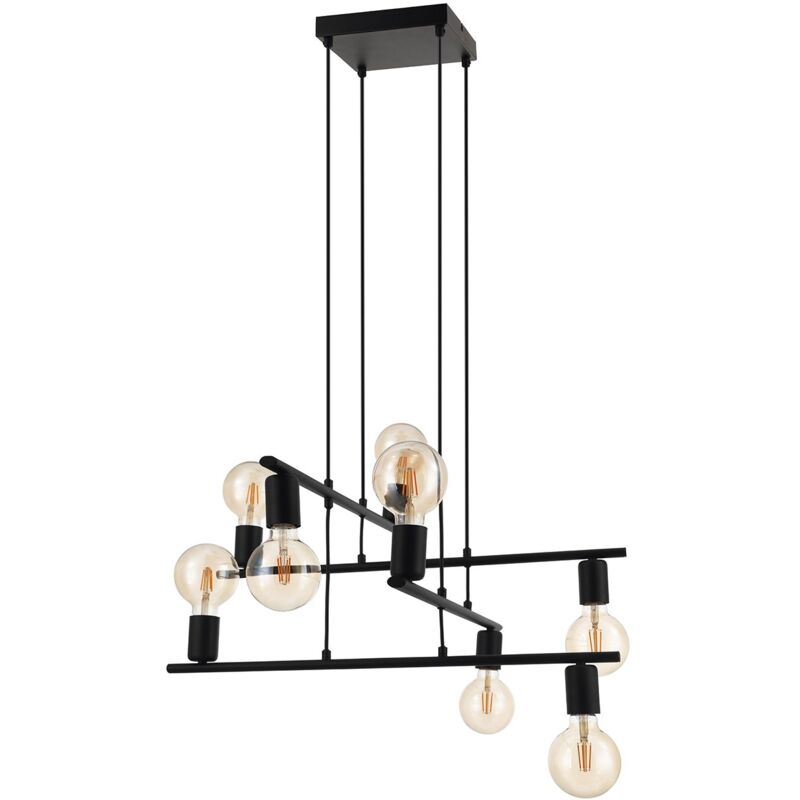 Lampadario a Sospensione Moderno Mezzana Acciaio Nero 8 Luci E27
